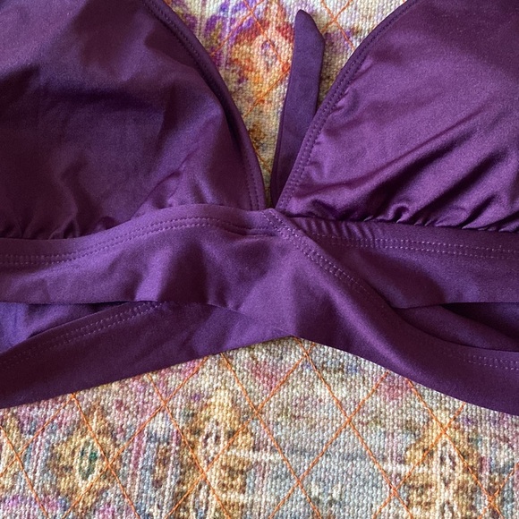 Kona Sol,wrap bikini swimwear/swimsuit top, in purple,padded removable c… - Picture 3 of 7